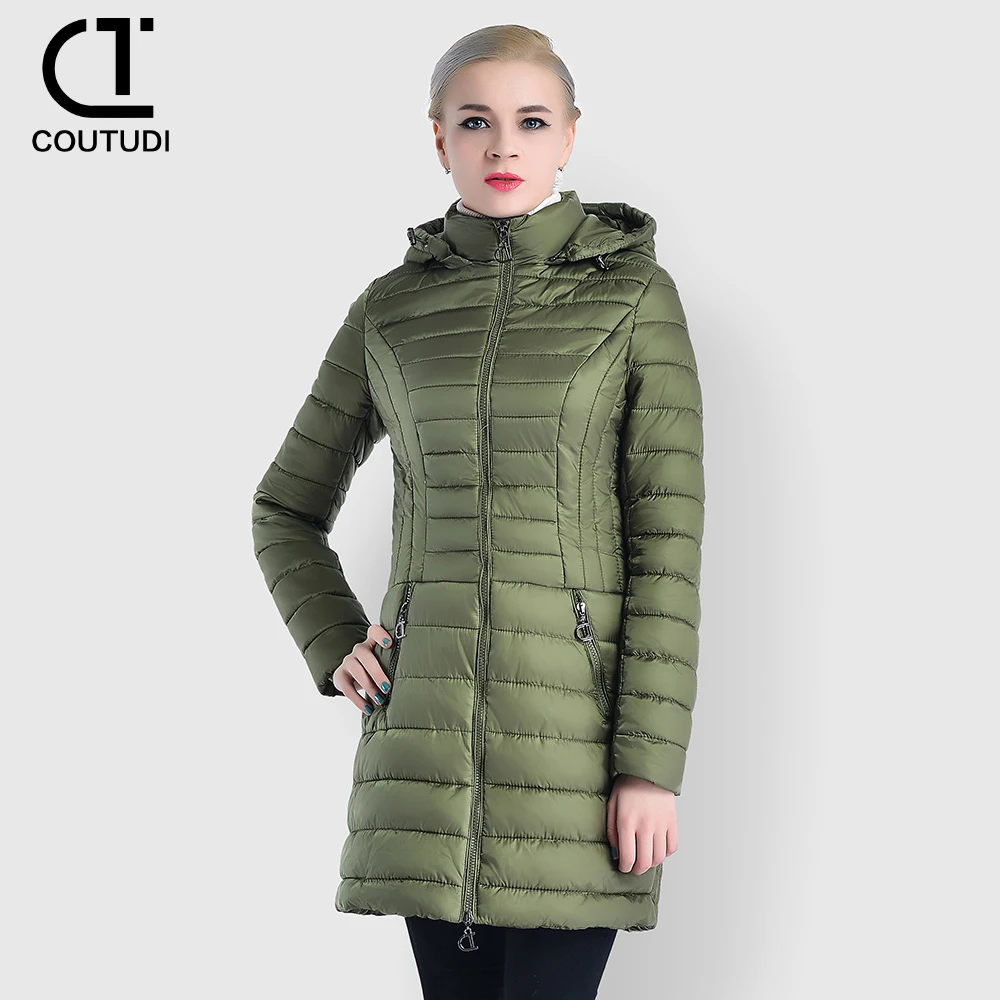 COUTUDI-Women\'s Winter Long Down Coat, Slim Hooded Warm Jacket, Padded Puffer Female Overcoat, Women\'s Clothing, Long Parkas