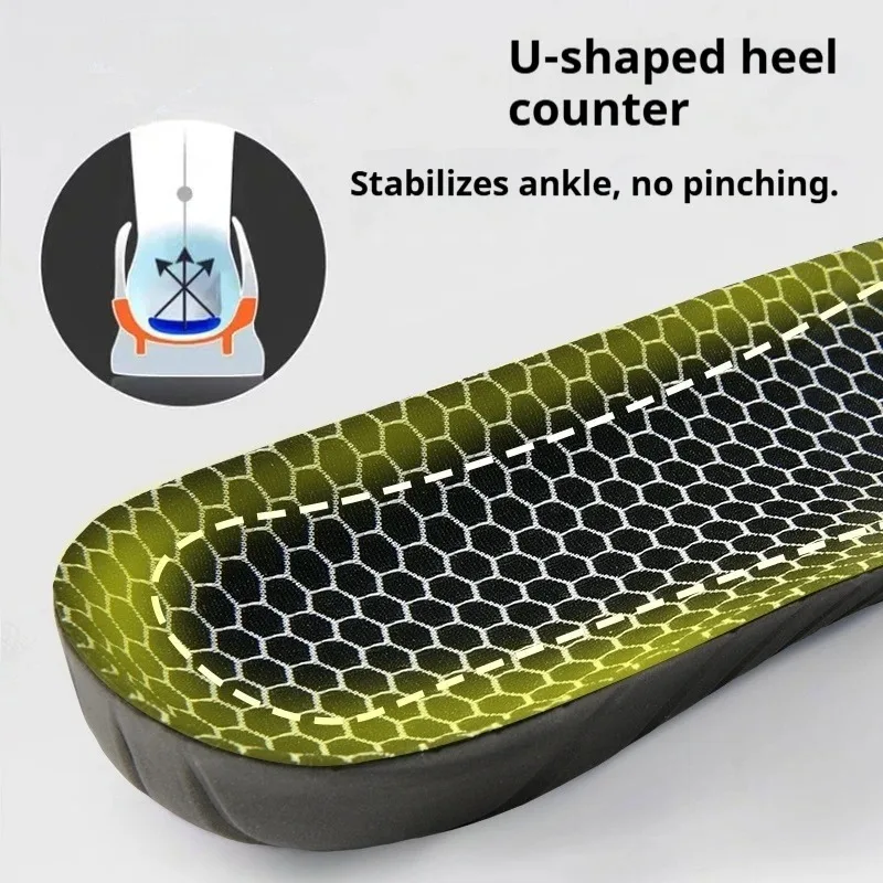 Schwarze orthopädische Einlegesohlen mit Fußgewölbestütze, stoßdämpfende Sporteinlagen, atmungsaktive, geruchshemmende Schuhpolster für Laufen, Gehen und Training – Detail 1