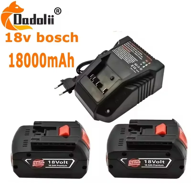 NEW 18V Battery 18.0Ah for Bosch Electric Drill 18V Rechargeable Li-ion Battery BAT609, BAT609G, BAT618, BAT618G, BAT614+Charger