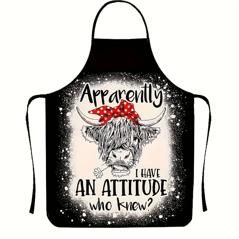 1pc Fashion Cow Print Apron - Sleeveless, Durable Home Kitchen Restaurant Outdoor Party BBQ Apron, Suitable for Cooking And Clea
