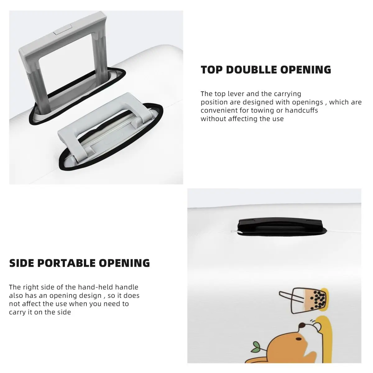 Corgi And Bubble Tea Suitcase Cover Protection Elastic Trip Luggage Protector Covers for 18-32 Inch