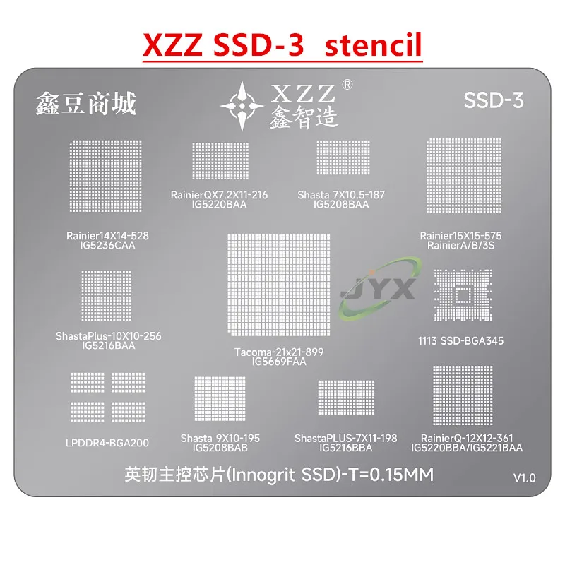 XZZ SSD3 solder paste stencil for IG5669FAA/IG5236CAA/IG5220BAA/IG5208BAA/IG5216BAA/BGA345/BGA200/IG5208BAB/IG5216BBA/IG5220BBA