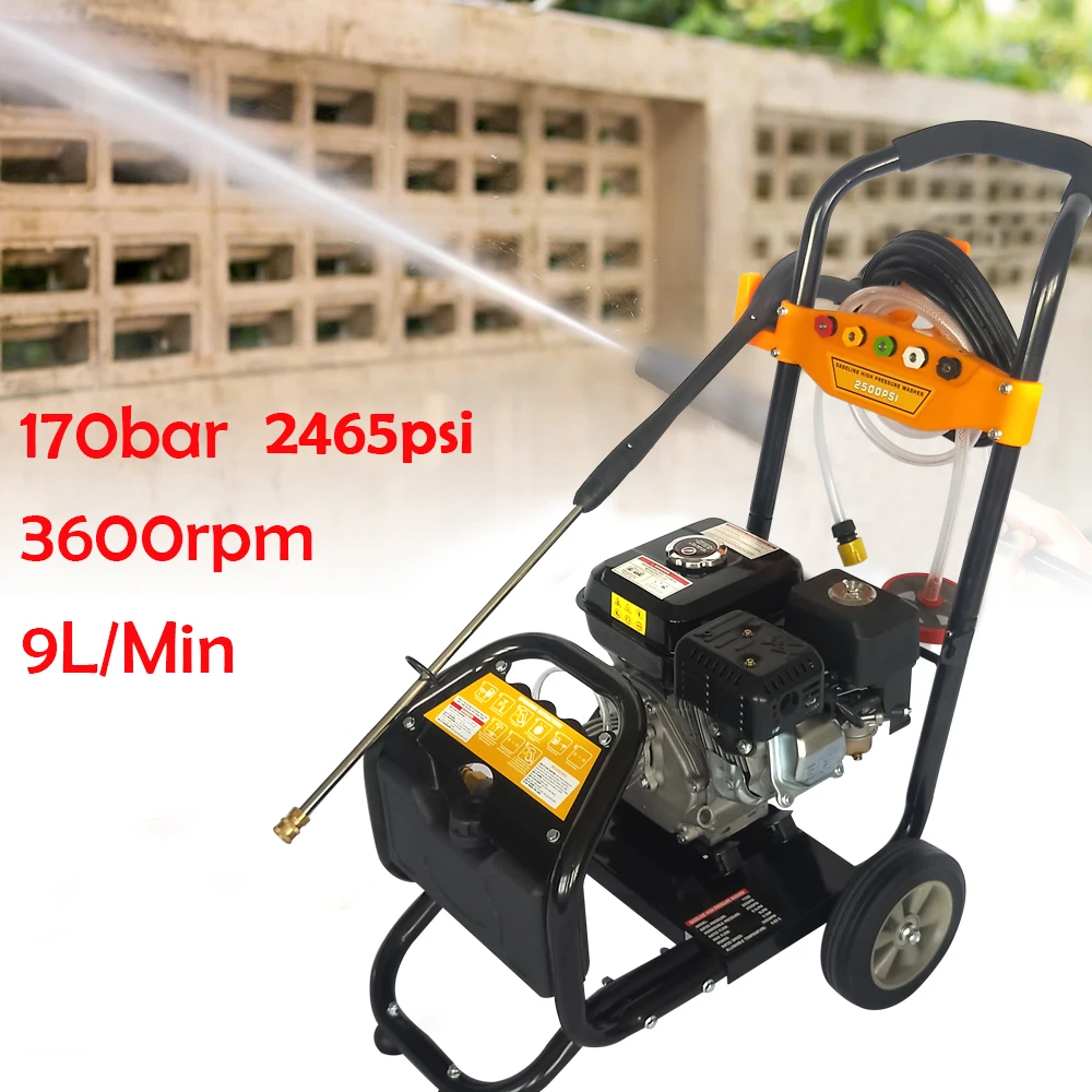 High pressure gasoline washing machine 7.5HP Petrol Pressure Washer With Gun Hose nozzles OHV 420cc 2465 PSI /170 BAR