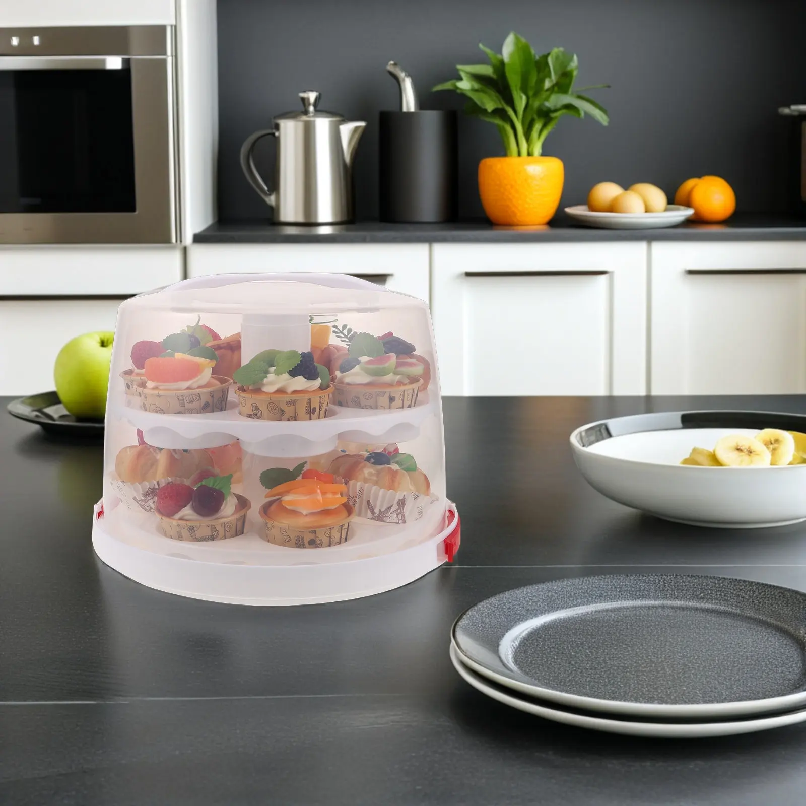Reusable Cake Holder 8 Inch Portable Clear Lid Cake Carrier for Travel Party Dessert Display Cupcake Storage Cupcake Rack