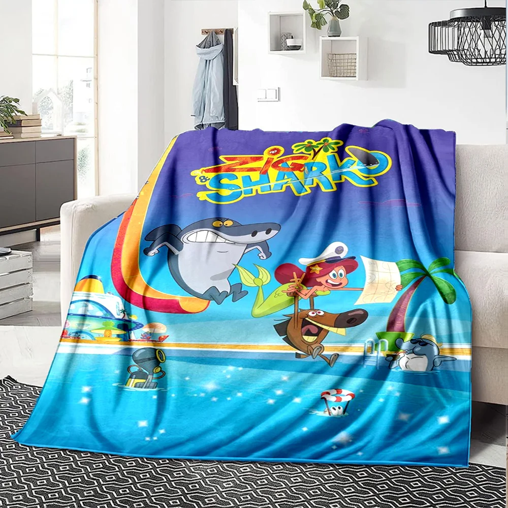 Zig & Sharko Themed Print Plush Blanket, Soft and Comfortable for All Seasons, Suitable for Bedroom, Bed, Sofa, Naps, Warm Blank