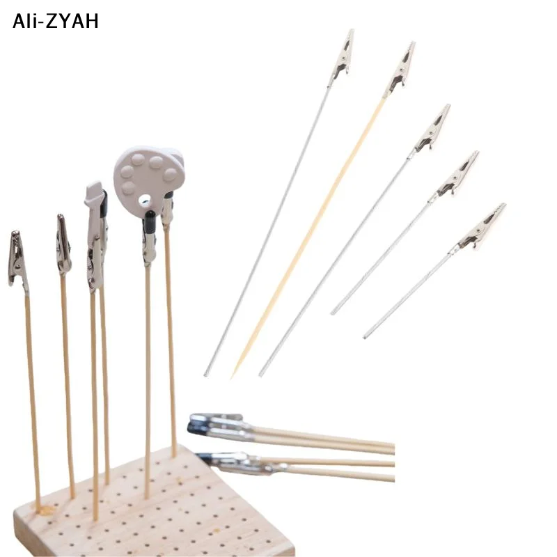 10/20/50Pcs DIY Accessories Wood And Metal Painting Stand Alligator Clip Stick Modeling Tool For Airbrush Model Part