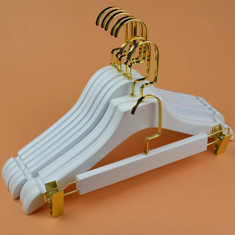 

10Pcs/lot 38/40/43/44.5cmSolid wood clothes rack. White wooden clothes hanger for clothing stores. Wooden clothes prop for home