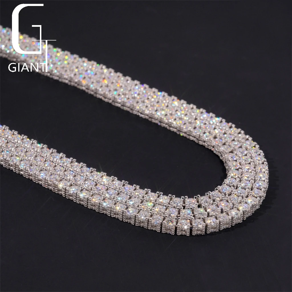 Stock New Bulk Arrivals Iced Out Double Sides Hip Hop S925 VVS1 5mm 6.5mm Moissanite Diamond Cluster Tennis Chain& Bracelet.