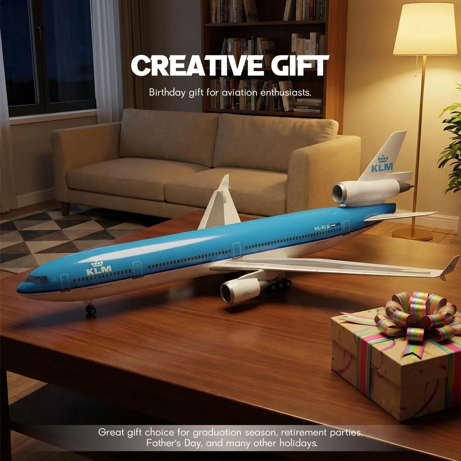 

New KLM MD11 Airplane Model 47cm Royal Dutch MD-11 Passenger Aircraft Plane for Collection Birthday Collected Gift By Aviation