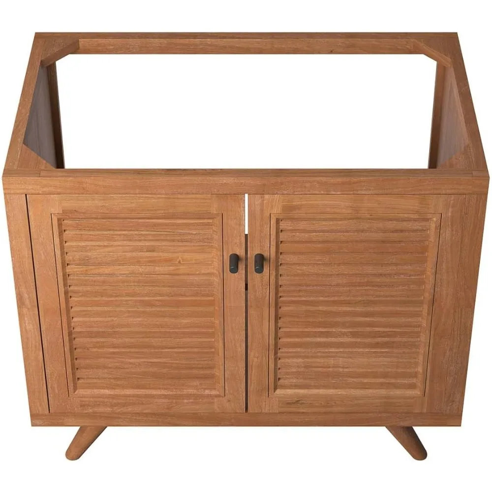 خزانة حمام من خشب الساج مقاس 36 بوصة مع لمسة نهائية طبيعية، حوض حوض غير متضمن #6