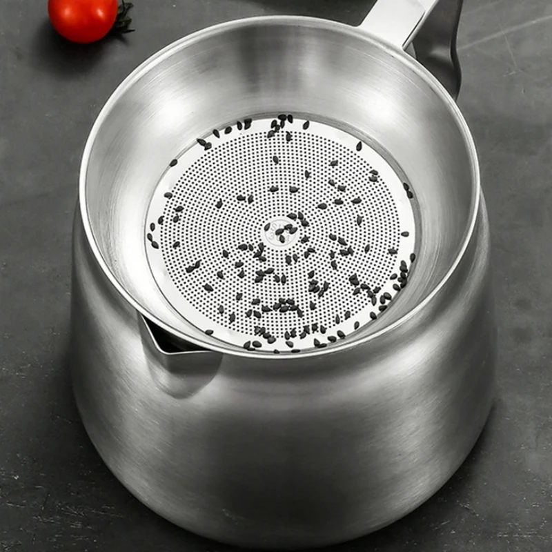 AC88-Oil Pot,Oil Pot Stainless Steel Large Capacity Oil Fryer And Filter Cup Combo Versatile Oil Filter For Kitchen