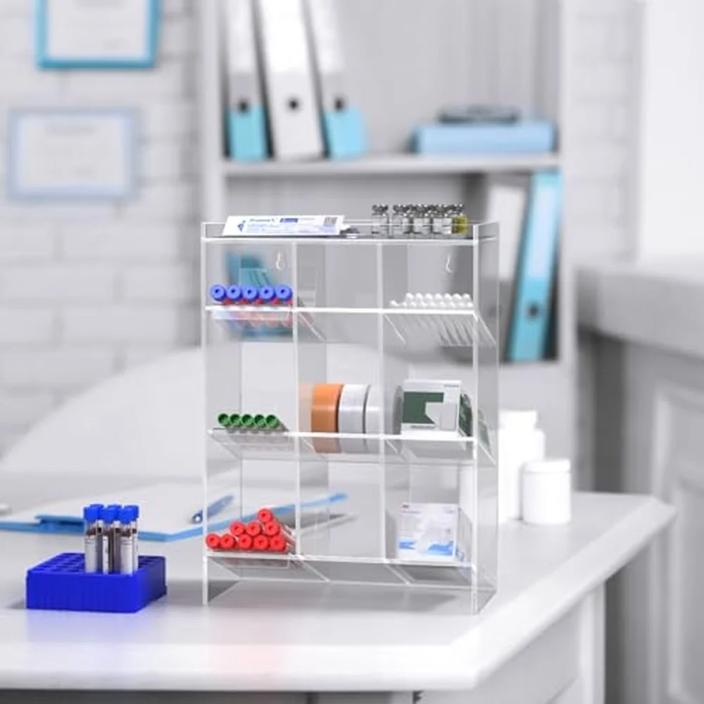 Tube Rack Clear Acrylic 9 Compartment 11.5