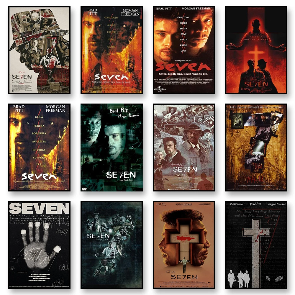 Seven 1995 Movie Canvas Wall Art Print Poster Vintage Movie Decorative Painting Modern Home Decor Gift Unframed