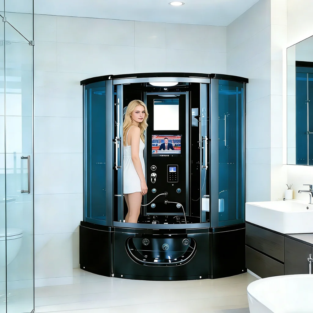&c Standard Full Size Family Outdoor Steam Room Top Shower Massage Bathtub Cabin Bubble Bath with TV Mirror