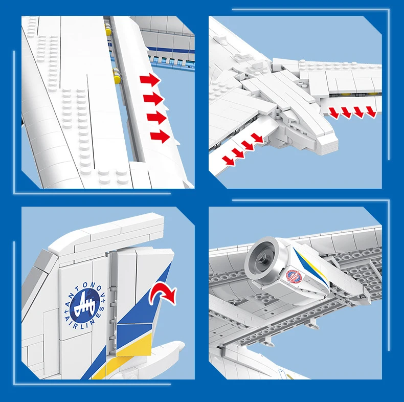 1:84 Maßstab Modernes Fahrzeug An-225 Militär-Transportflugzeug Baustein Sowjetisches Flugzeugmodell Konstruktions-Bausteine Spielzeug – Detail 6