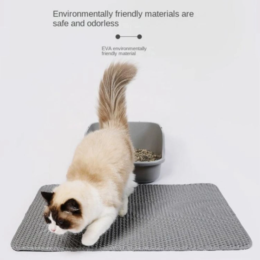 Cat Mat，EVA Eco-friendly Double Layer Non-slip Cat Toilet Pad.Cats Accessories, Large and Smell Size Eco-friendly.Cat Litter Mat