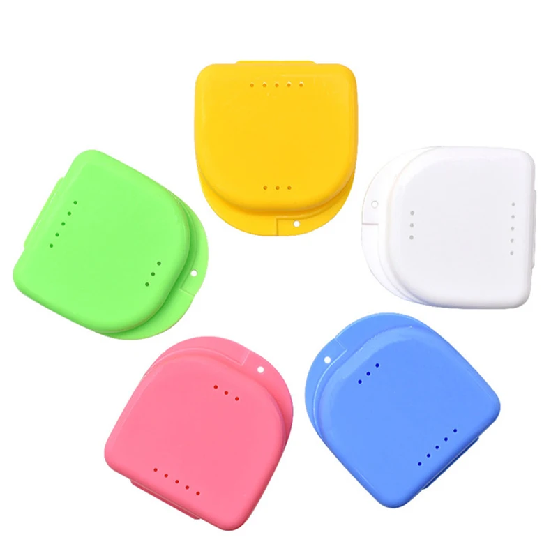 40PCS Denture Tray Box Dental Orthodontic Retainer Box Case Plastic Teeth Container Denture Box False Teeth Protective Case