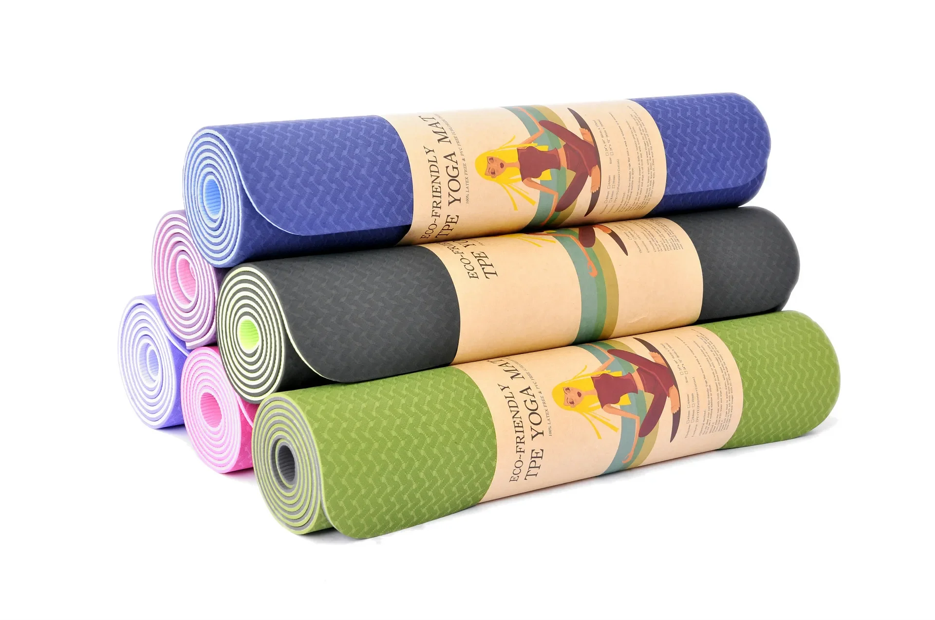 Custom Large Double-Color TPE Yoga Mat Low Price 10mm Thick Yoga Mat with OEM Logo Printed Pattern TPE 6mm Machine