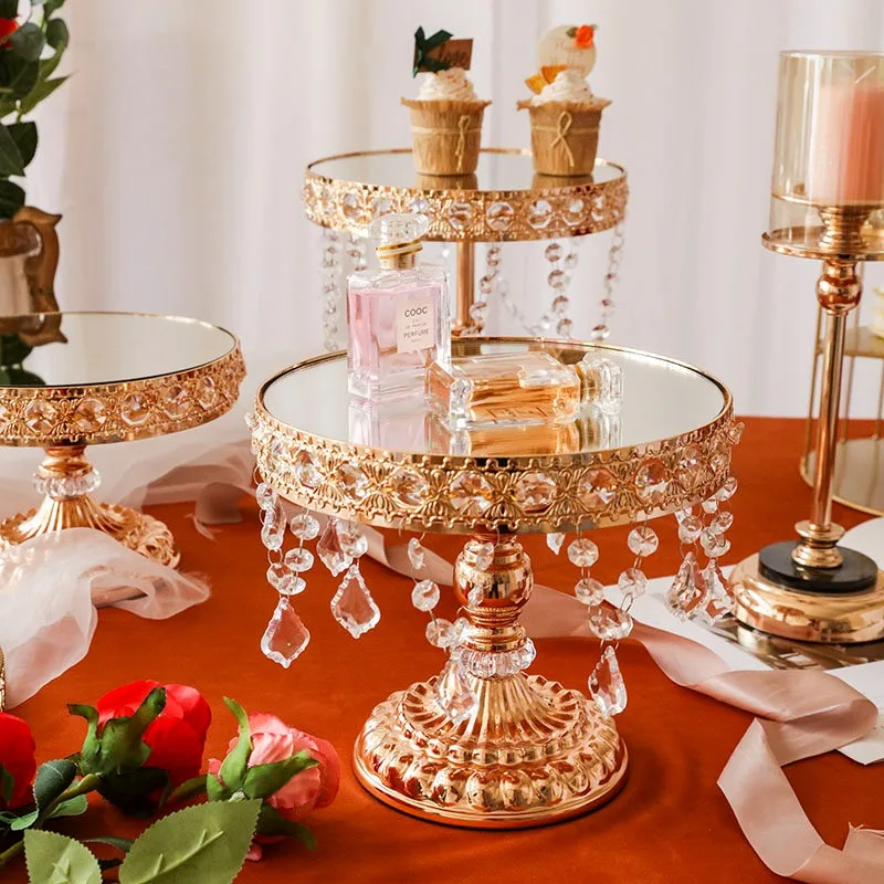 Wrought iron light luxury high-footed tray European afternoon coffee break dessert table snack rack metal sample room display ra