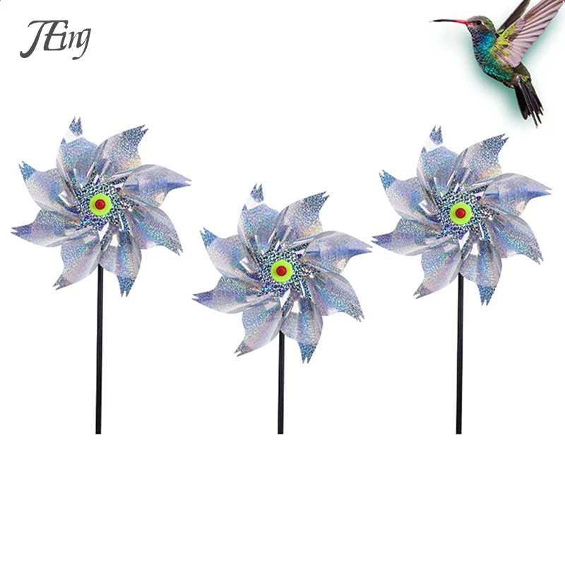 1Pc Bird Repeller Pinwheels Reflective Sparkly Bird Windmill Protect Garden Plant Flower Garden Lawn Bird Repeller Decoration