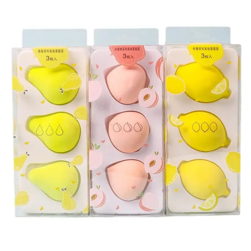 Wet & Dry Skin-Friendly Sponge Makeup Egg Powder Puff Beauty Eggs Fruit Series Kit Cute Mini Soft Beauty Tools Non-Powdered