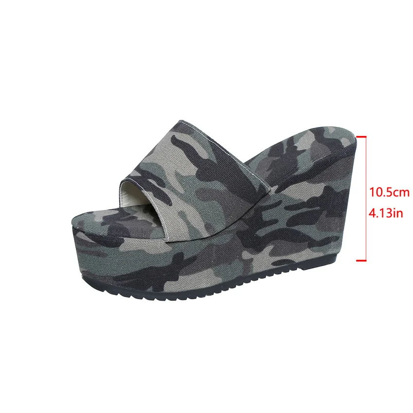 Platform Shoes Women Fashion Camouflage Wedge Slippers Woman Summer Sandals Slides Women Zapatos De Mujer