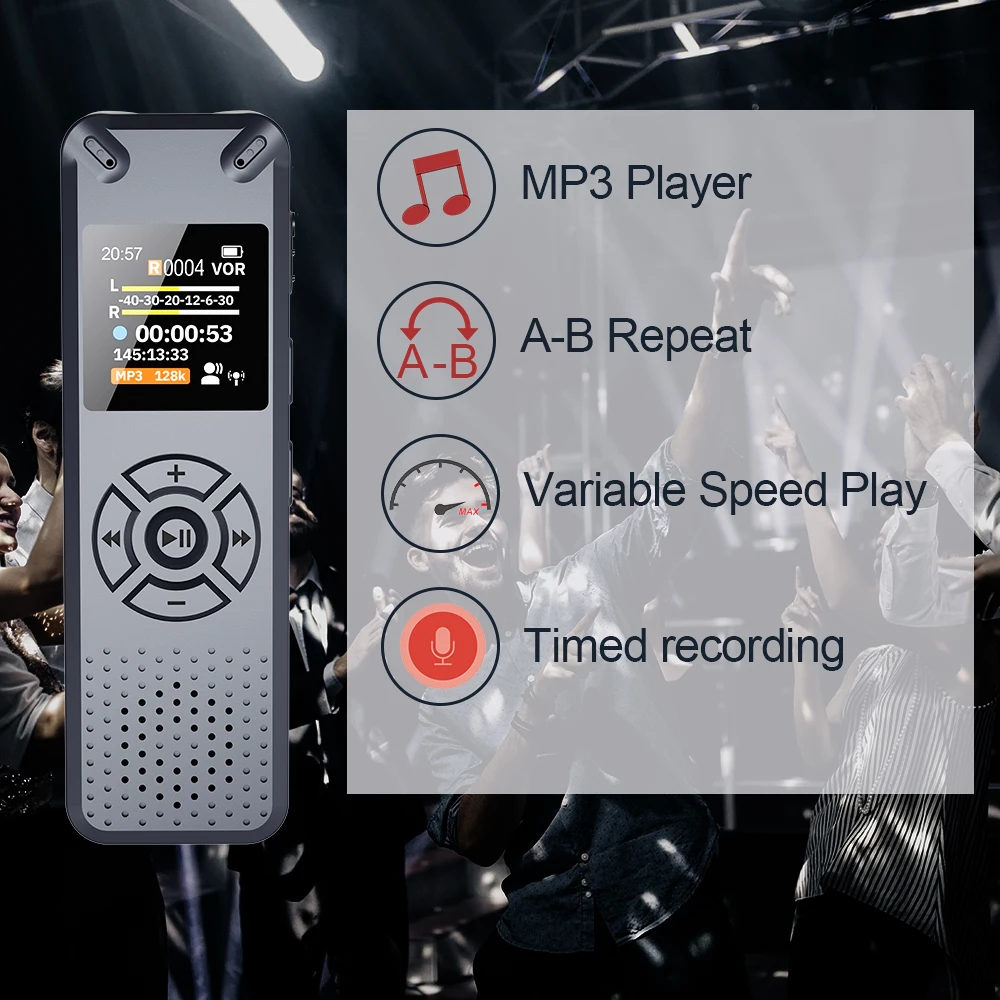 Vandlion V91 Digital Voice Activated Recorder Bunter Bildschirm Tragbarer HiFi-Sound Audioaufnahme Diktiergerät MP3-Player Recorder