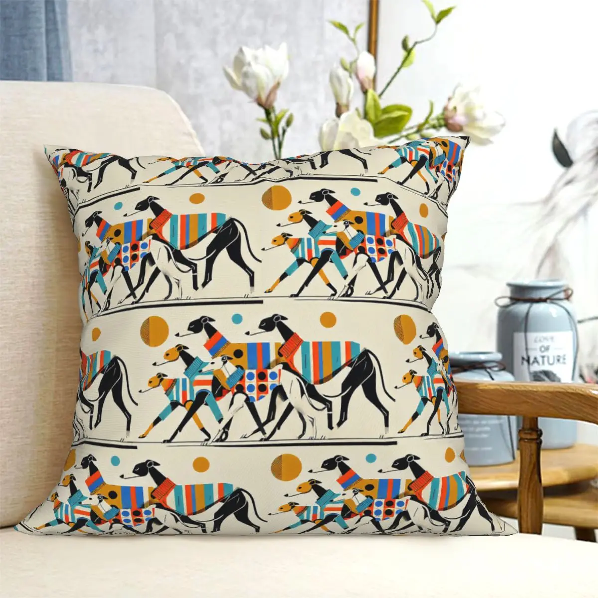Sighthound Greyhound Whippet Lurcher Square Pillowcase Cushion Cover Pillow Case Throw Pillow Cover for Home Bedroom Car