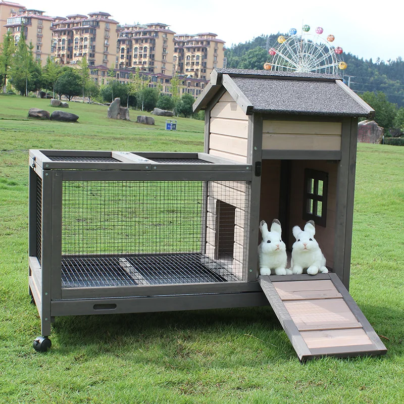 Outdoor rabbit cage Rabbit special wooden house villa Large space cage Rabbit cage breeding