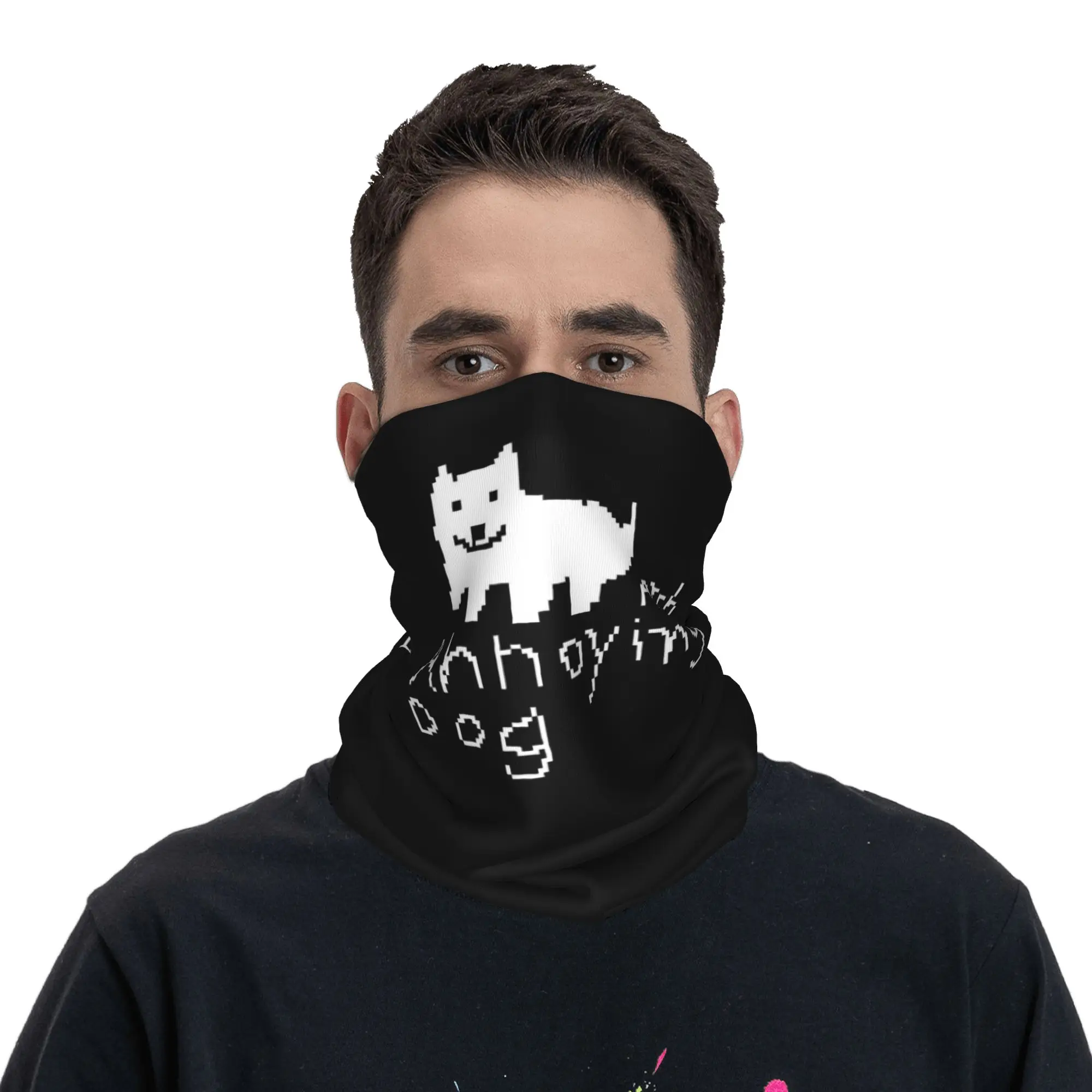 Undertale Annoying Dog Video Game Cute Bandana Neck Gaiter Printed Face Scarf Warm Balaclava Cycling Unisex Adult Washable