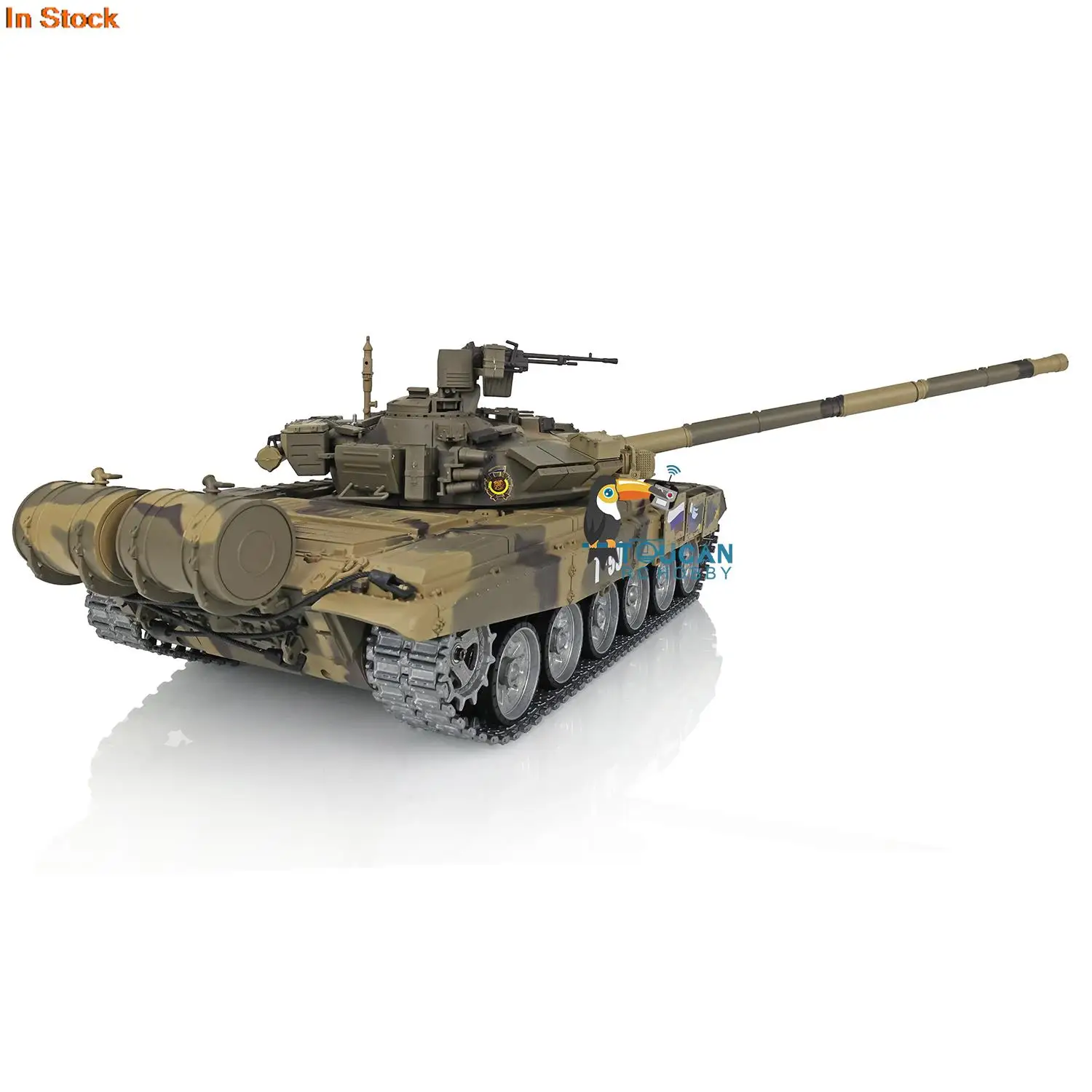 HENG LONG 1/16 7.0 T90 Tanque con control remoto 3938 360 °   Pistas de Metal de torreta con enlaces, caja de cambios de acero de ojo rojo, juguetes del ejército TH17856