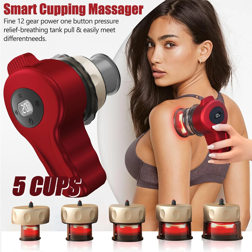 

Electric Cupping Set 5 Cups Separable Gua Sha Vacuum Suction Cup Anti Cellulite Scraping Fat Burner lymphatic drainage Massager