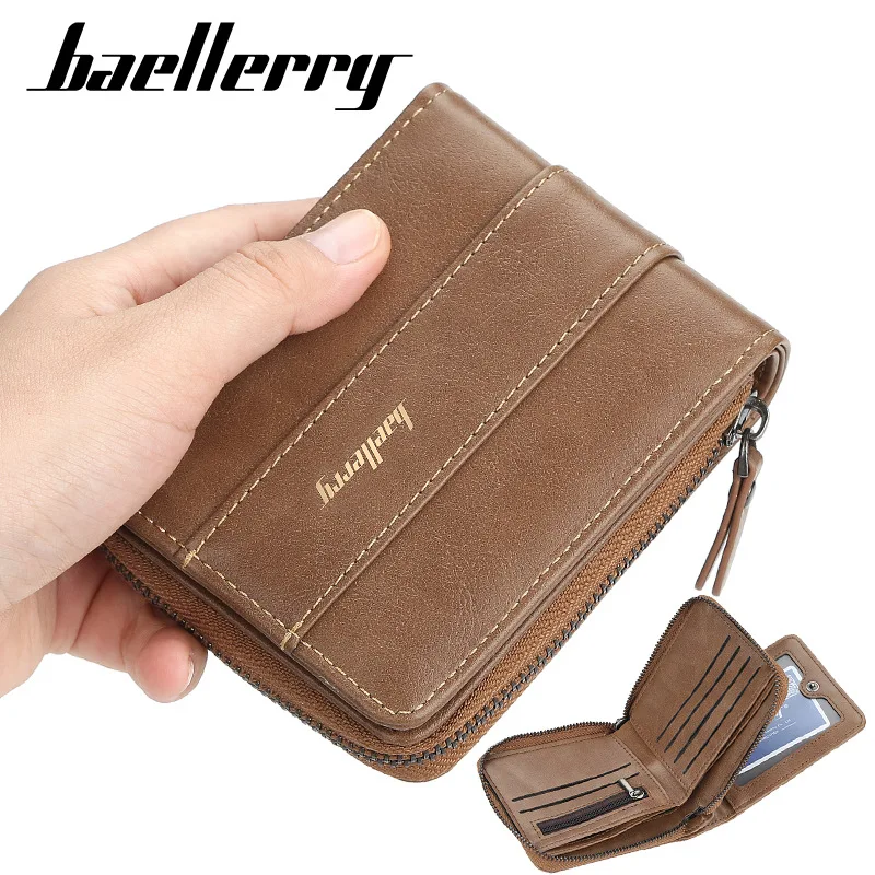 Baellerry Male RFID Leather Zipper Wallet Men Wallet Coin Purse Slim Designer Brand Wallet Billetera Para Hombres