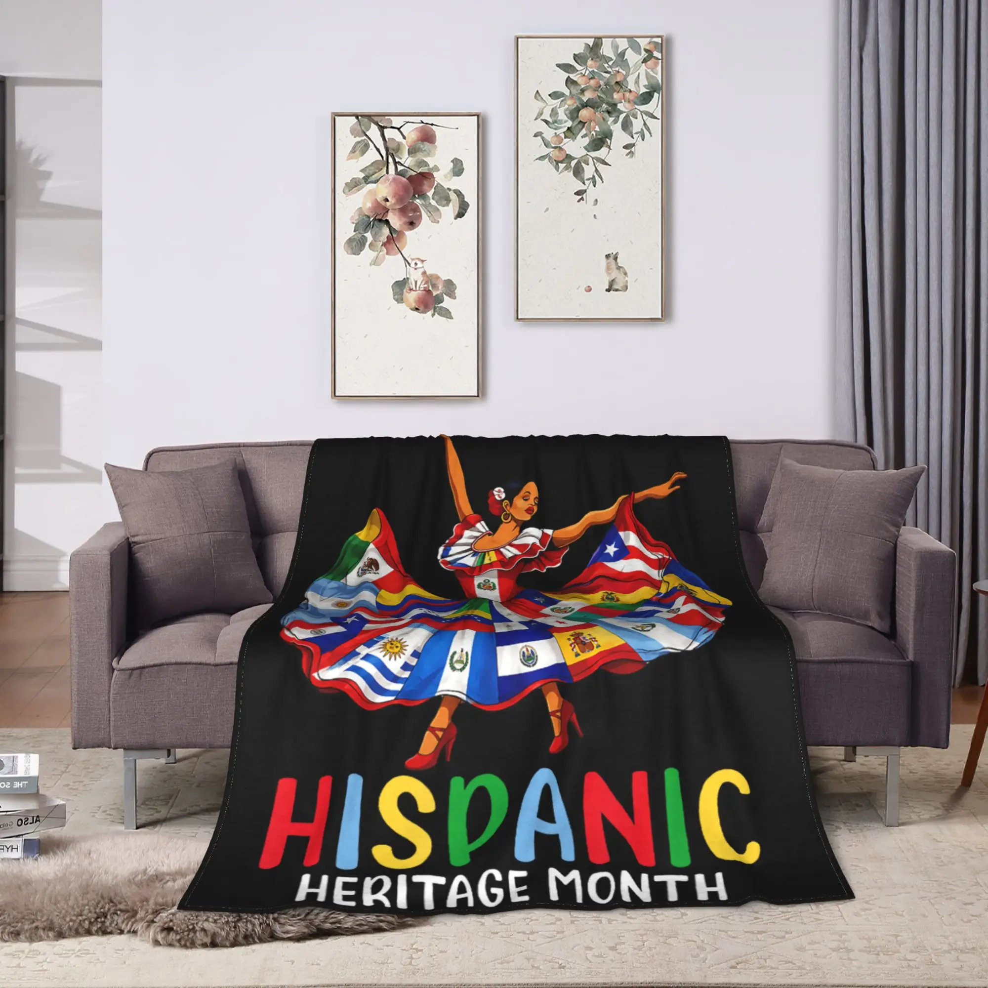 Hispanic Heritage Month Latino All Countries Flag Warm Blanket For Chair Sofa Bed Novelty Throw Blanket Winter Flannel Bedspread