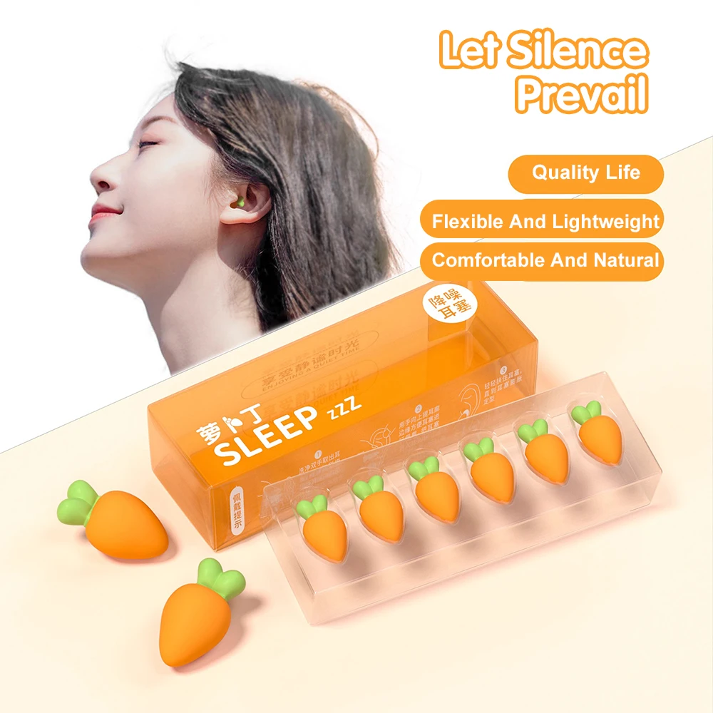 Radish Portable Sleep Ear Plug Anti Snoring Sound Canceling Noise Reduction Sound Proof Mini Sleeping Earplugs for Travel Home