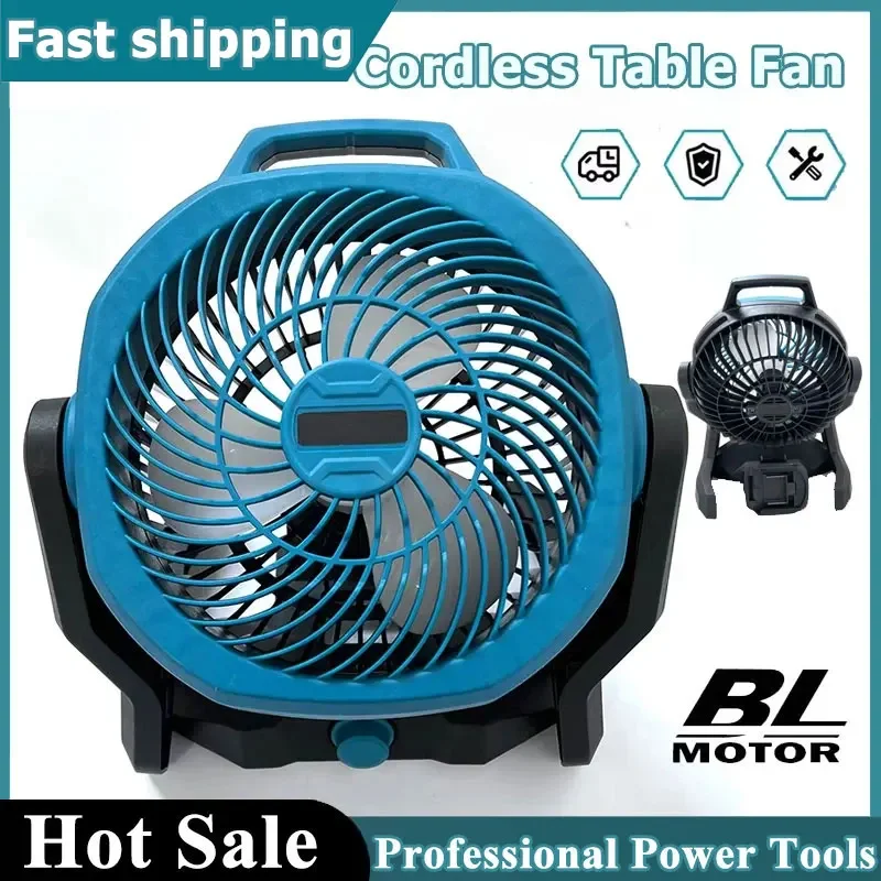 Campingventilator Aangedreven desktopvloerventilator Multifunctionele verstelbare kop 3-snelheidsinstelling Aangedreven desktopvloerventilator Geschikt voor Makita