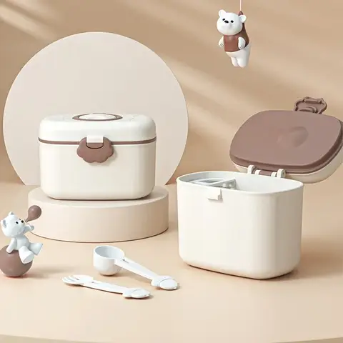 휴대용 아기 우유 디펜서 용기, 우유 분말 상자, 손잡이와 스푼 휴대, 야외 여행 활동