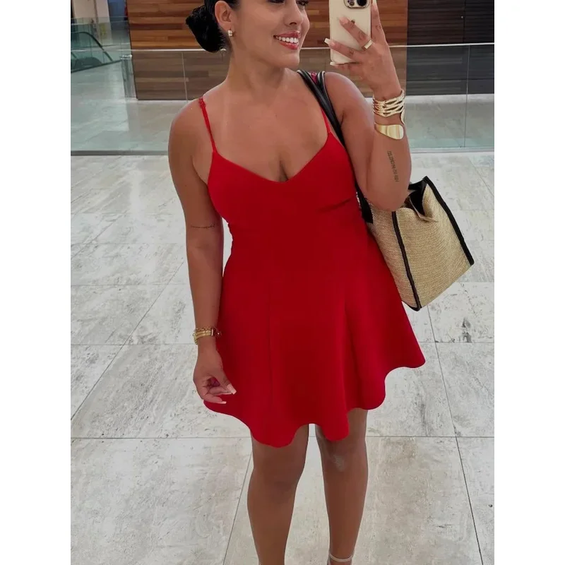 

Summer 2025 Chic Slim Fit Tube Top Mini Camisole Women's Dress Street Fashion Elegant Youth Holiday Style