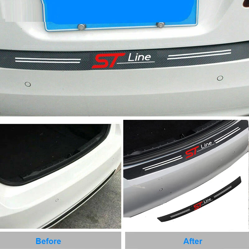 STLINE Car Rear Bumper Protection Sticker For Ford Fiesta Mondeo Fusion Escape Edge Ecosport Focus Ranger Ghia MK2 MK3 MK4 KUGA