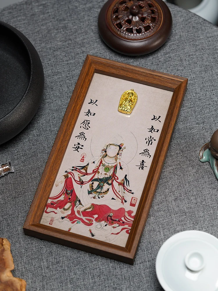 

Chinese Sle Buddha Painting Frame Zen Decorative Tabletop Ornament Entrance Living Room Decor Calliaphy Artwork Peaceful