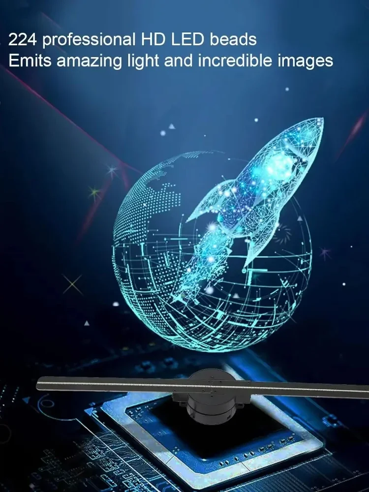 3D Hologram Fan 42CM 3D Holographic Projector Advertising Display Light HD Holographic Projector for Stores Bars Party Xmas