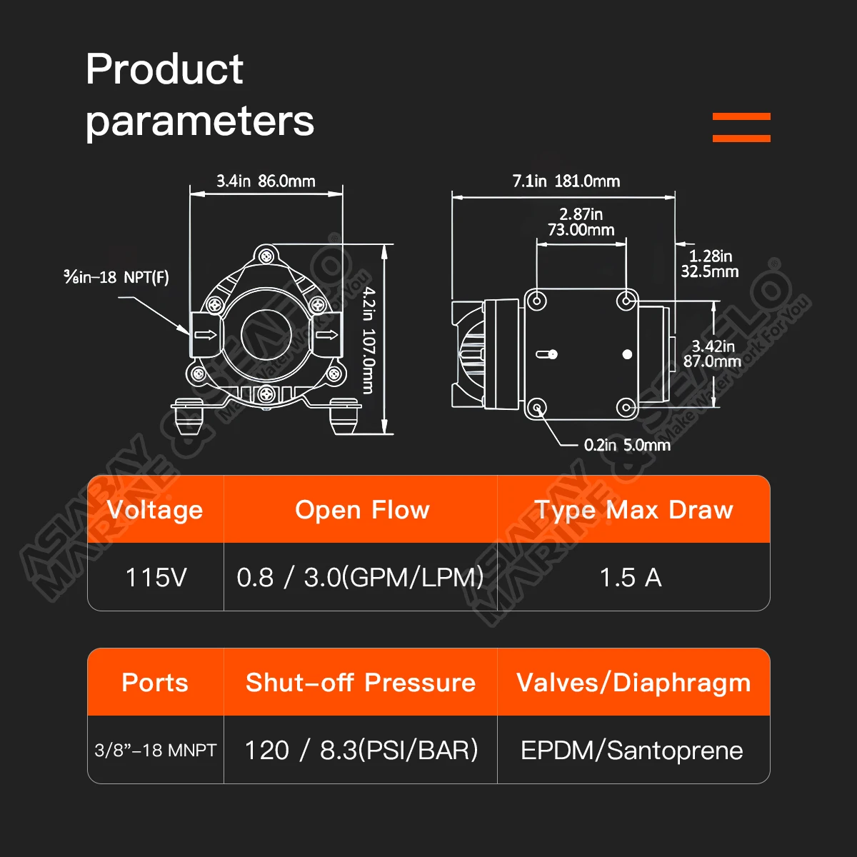 SEAFLO 115V High Efficiency Water Pump To Increase Reverse Osmosis System Pressure For Boat RV Replace Santoemma Sabrina SW15