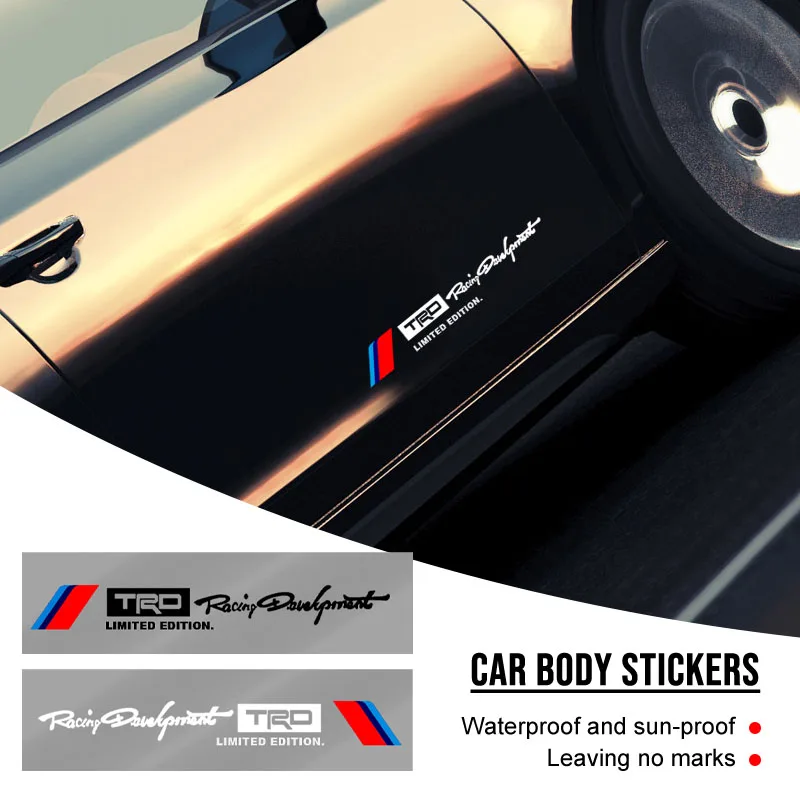 

Светоотражающая боковая 3D наклейка на дверь автомобиля, виниловая наклейка с графикой кузова для Toyota Chr Rav4 Yaris Prius Avensis Corolla седан Camry TRD