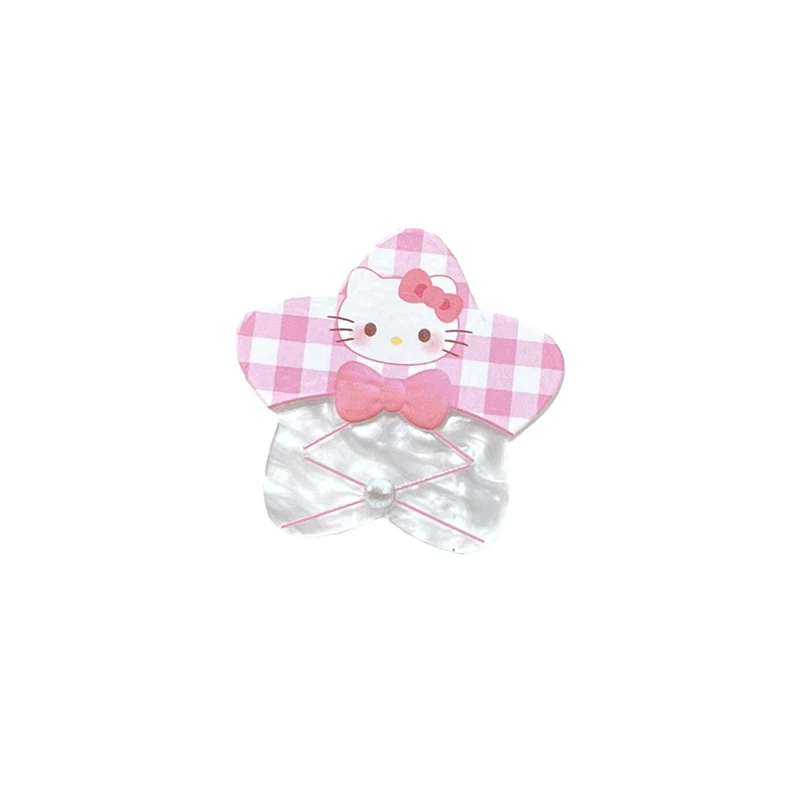 Pentagrama Kawaii KT Cat Clip de cabelo para mulheres, bonito hairpin dos desenhos animados, lindas bangs, grampos de cabelo para meninas, acessórios para cabelos doces