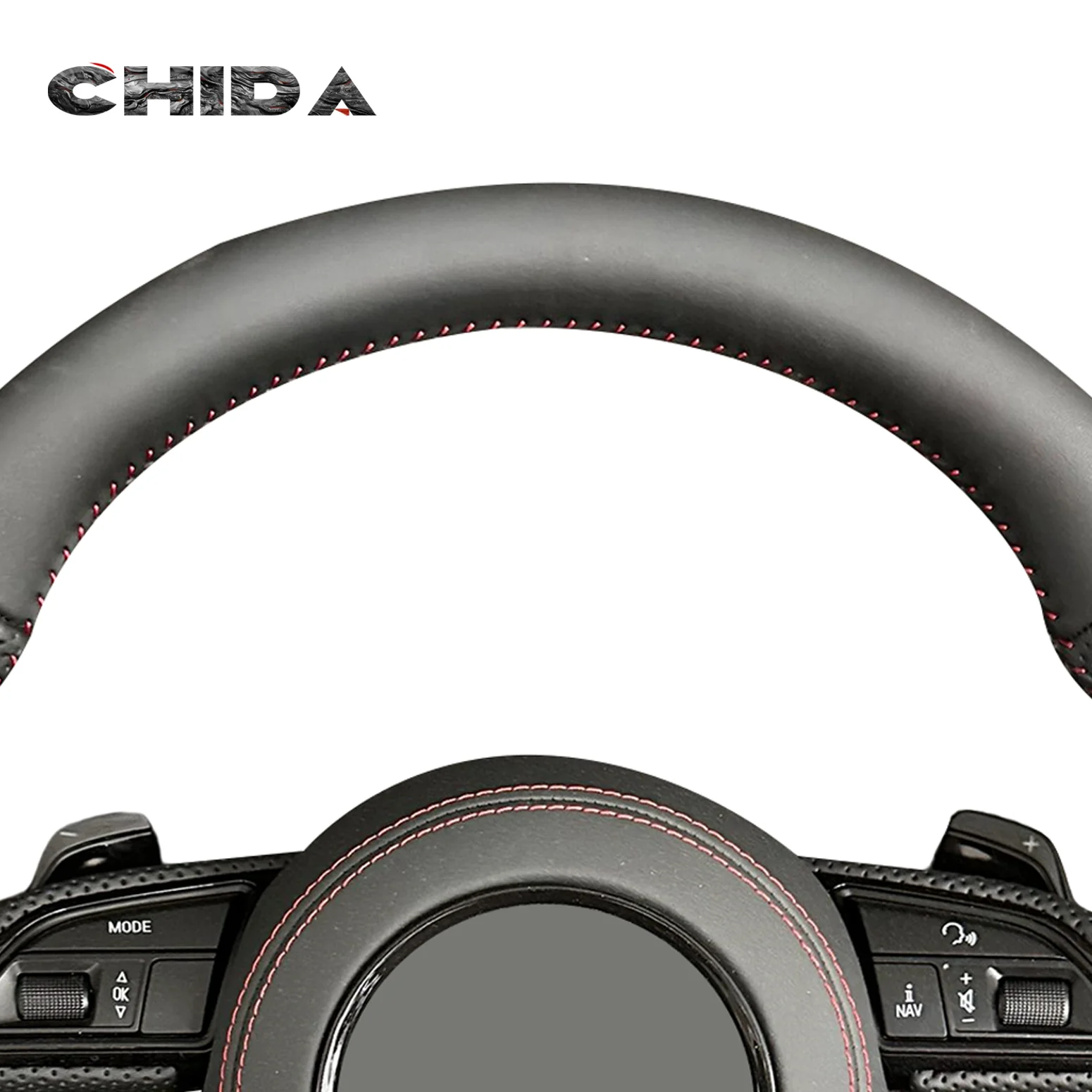 عجلة قيادة جلدية كاملة مخيطة يدويًا لـ A6 A6L A4 A4L Q5 A3 Q3 Q7 B7 A8 R8 TT RS3 RS4 RS5 S3 S4 S5