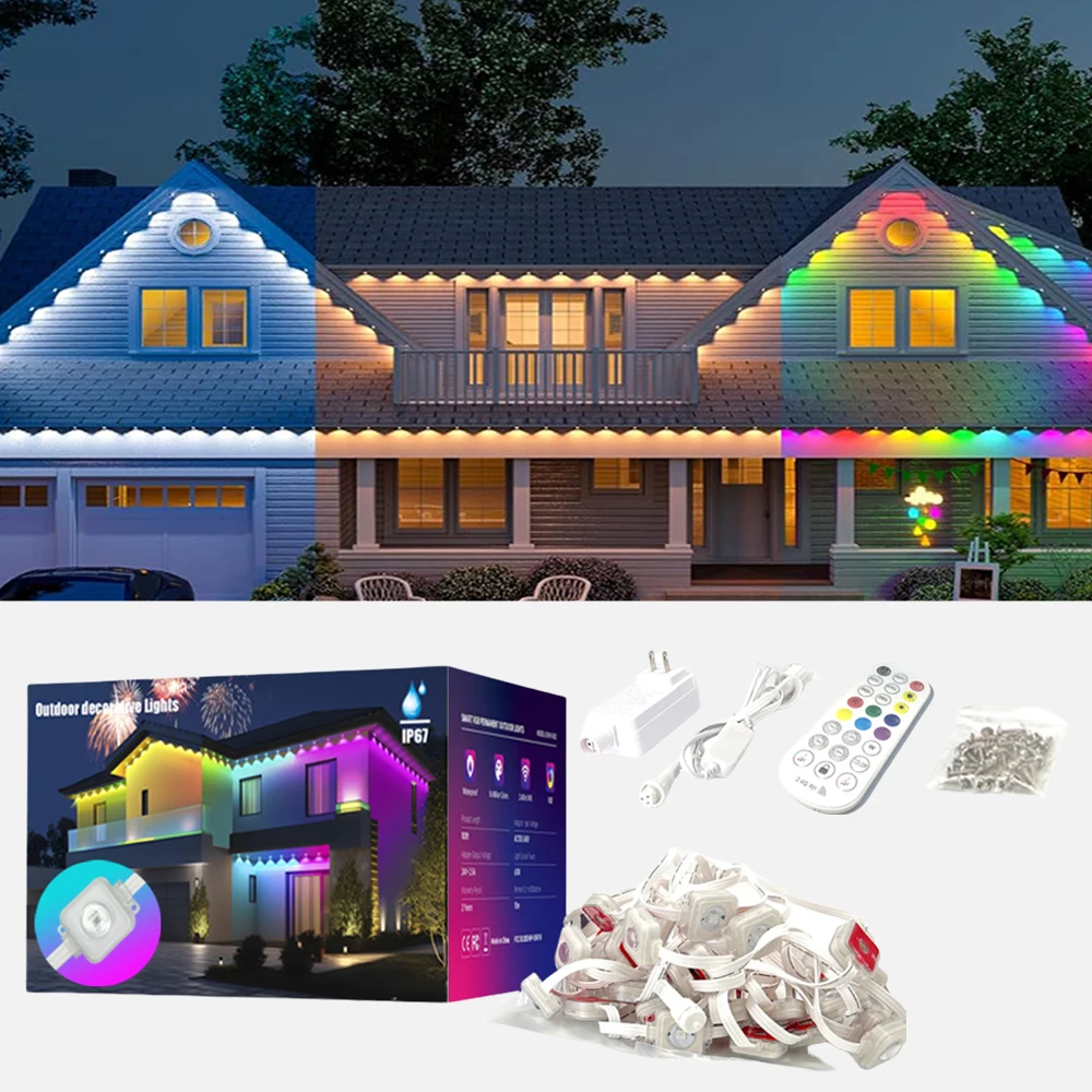 Permanent Outdoor Lights, Smart Eaves LED Light Multi-Color Outdoor Lights, IP67 Waterproof 30LEDs Eaves Lights