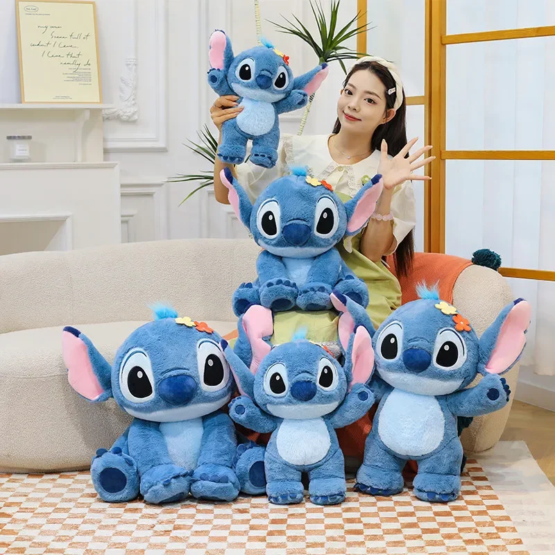 

Big Size Stitch Plush Toy Lilo & Stitch Alien Plushies Soft Stuffed Movie Figure Cartoon Stitch With Flower Doll Sleeping Toy