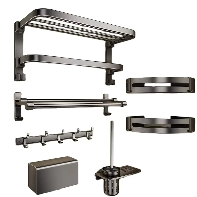 

Wall Mounted Washroom Towel Rack Parts & Accessories Set Toilet Hardware Bathroom Accessories Set