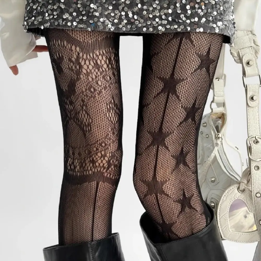 Ausgehöhlte Netzstrümpfe mit Blumenmuster, Jacquard-Design mit Kleinen Blumen, Netzstrumpfhose, Netzsocken für die Sommersaison