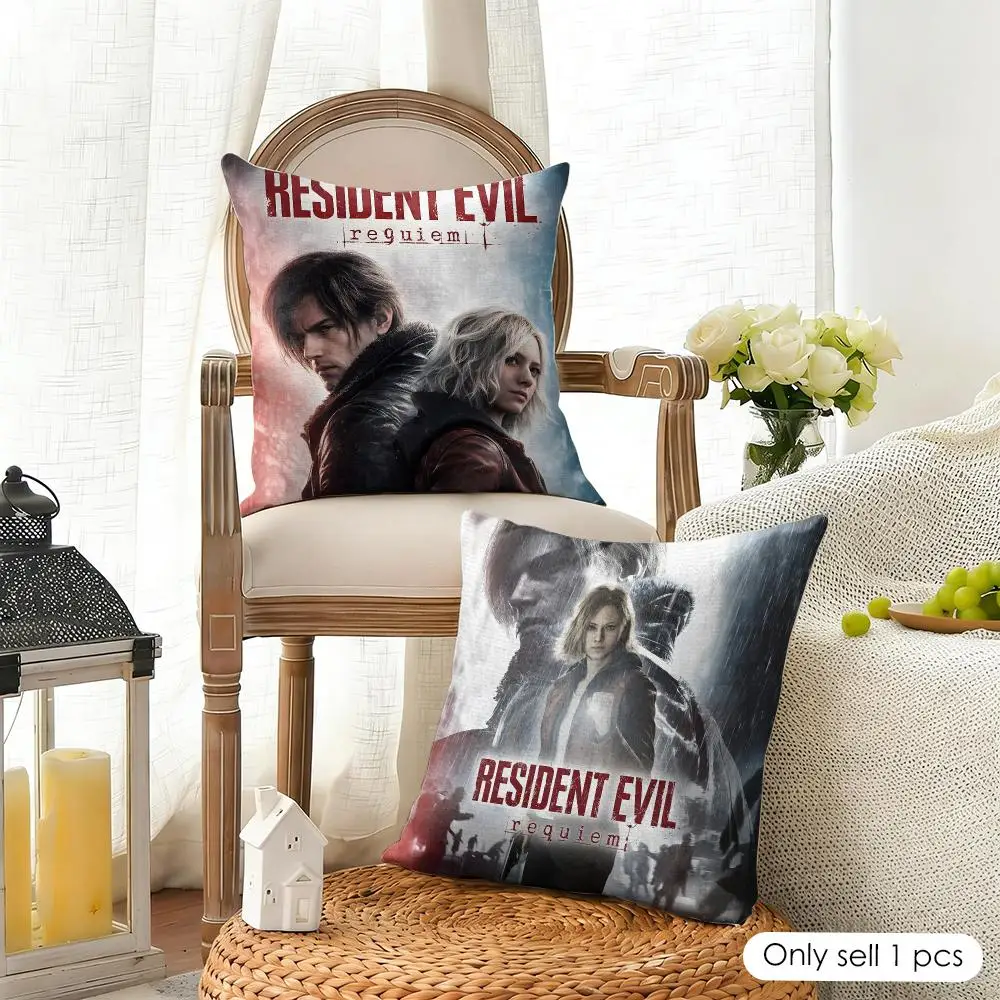 Game R-Resident Evil Requiem Cushion Cover Linen Square Pillow Case Naturally Durable Hypoallergenic Gentle On Sensitive Skin
